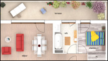 Plan de cellule 3d pour appartement T4 (Poitiers)