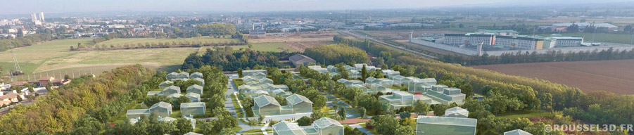 Exemple de lotissement inséré dans une photo drone