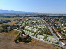 Infographie 3d insérée dans vue drone pour Lotissement en Drôme